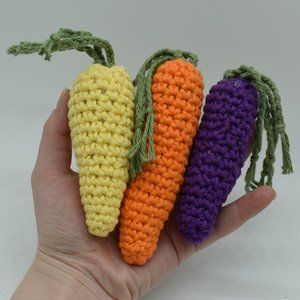 Hand Crafted Three catnip filled rainbow carrot cat toys